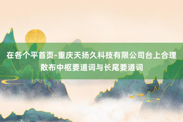 在各个平首页-重庆天扬久科技有限公司台上合理散布中枢要道词与长尾要道词
